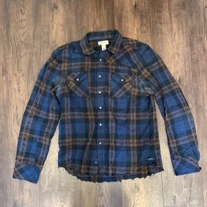 Diesel Brown and Blue Plaid Button Down Shirt